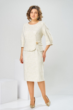 Платье Romanovich Style 1-2537 молочный/листики - фото 1
