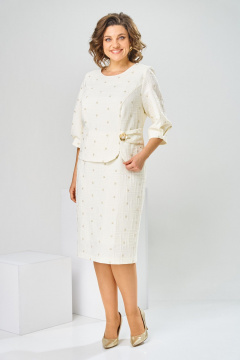 Платье Romanovich Style 1-2537 молочный/штрихи - фото 4