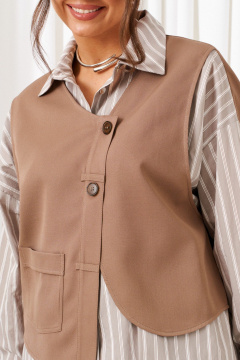 Брюки, рубашка Beautiful&Free 6439 какао+полоска - фото 5