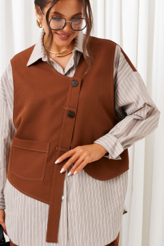 Брюки, рубашка Beautiful&Free 6439 миндаль+серая_полоска - фото 5