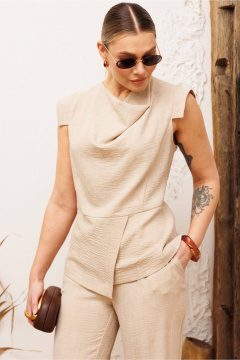 Блуза, брюки Мода Юрс 26-2972 бежевый - фото 5
