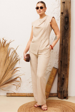Блуза, брюки Мода Юрс 26-2972 бежевый - фото 2