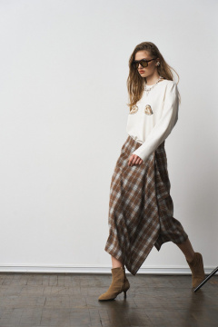 Юбка MilMil 1301 принт-клетка коричневый - фото 4