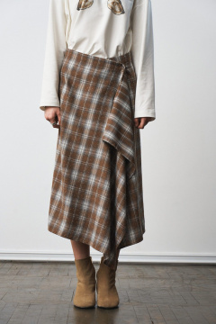 Юбка MilMil 1301 принт-клетка коричневый - фото 3