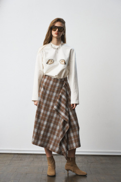 Юбка MilMil 1301 принт-клетка коричневый - фото 1