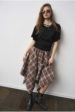 Юбка MilMil 1303 принт-клетка коричневый - фото 1