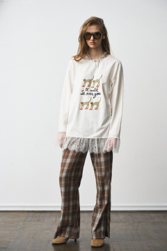 Лонгслив MilMil 1305 молоко принт - фото 2