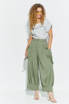 Блуза, брюки Euromoda 689 хаки/полоска - фото 1