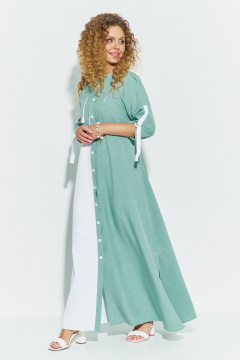 Платье Euromoda 691 бирюзовый/белый - фото 4