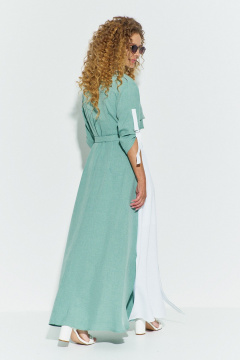 Платье Euromoda 691 бирюзовый/белый - фото 5