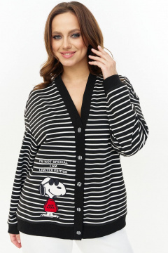 Кардиган AVE RARA 2263 черно-белая полоска - фото 1
