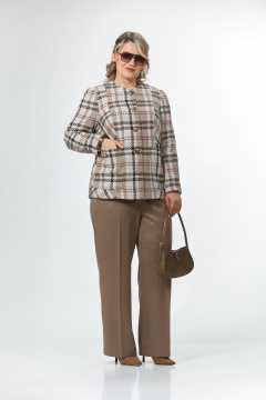 Брюки, жакет OVERYOU М242 бежево-орех с беж - фото 1