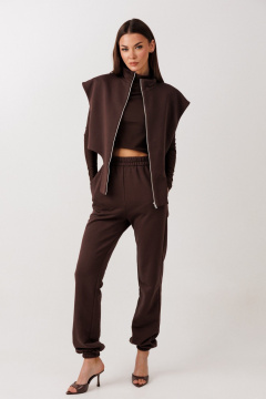Брюки, жакет, лонгслив V&N Fashion 1130 коричневый - фото 3