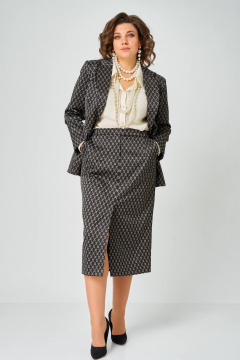 Жакет, юбка Andina city 9085-26-1 черный+бежевый - фото 1