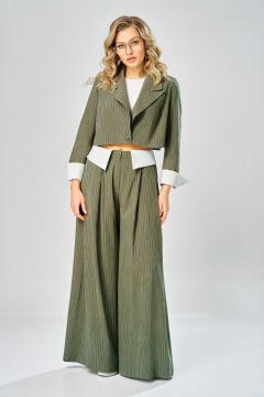 Брюки, жакет ARTELLA А-1012 хаки в бел.полоску - фото 3