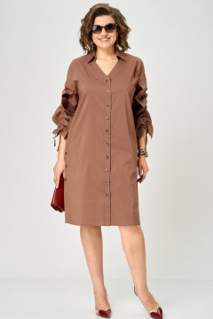 Платье EVA GRANT 7102 молочный_шоколад - фото 1