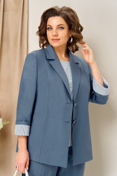 Блуза, брюки, жакет VOLNA 1435 голубой_джинсовый - фото 3