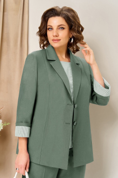 Блуза, брюки, жакет VOLNA 1435 мятно-оливковый - фото 4