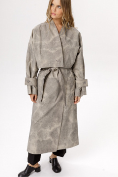 Тренч PiRS 6546 серо-бежевый - фото 4