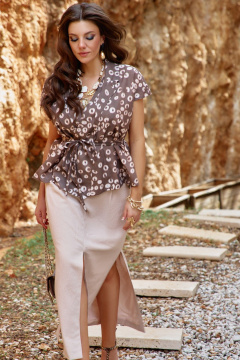 Жакет Vittoria Queen 28123ж коричневый/принт - фото 3