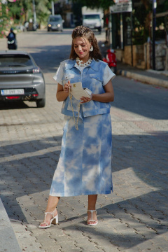 Жилет, юбка Vittoria Queen 28833 молочный/синий - фото 4