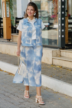 Жилет, юбка Vittoria Queen 28833 молочный/синий - фото 3