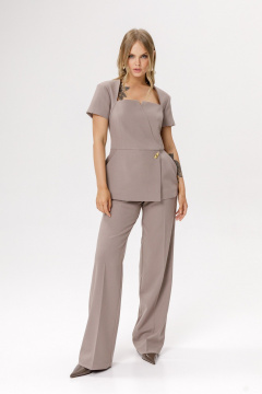 Блуза, брюки PiRS 6635 серо-бежевый - фото 1