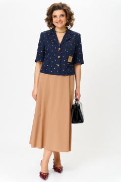 Жакет, юбка Aira Style 24120А синий-капучино - фото 3