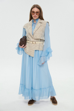 Жилет, платье NikVa 1040-1 небесный и песочный - фото 1