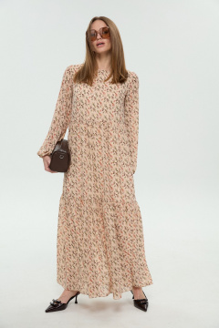 Жилет, платье NikVa 1045-1 крем-брюле и бежевый мультиколор - фото 5