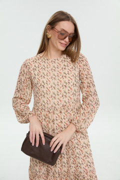 Жилет, платье NikVa 1046-1 крем-брюле и бежевый мультиколор - фото 5