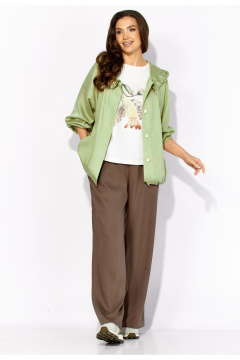 Брюки, куртка, топ TAiER 1431 оливка/шоколад - фото 2