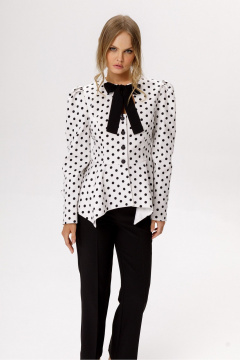 Брюки, жакет PiRS 6647 горохи_на_белом_фоне+черный - фото 3