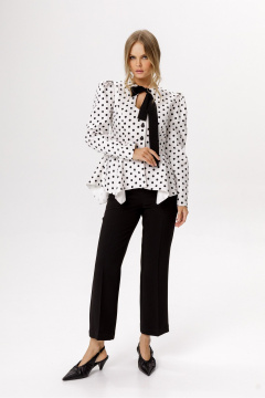 Брюки, жакет PiRS 6647 горохи_на_белом_фоне+черный - фото 1