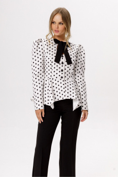 Брюки, жакет PiRS 6647 горохи_на_белом_фоне+черный - фото 2