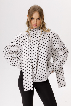 Блуза PiRS 6652 белый_в_горохи - фото 1