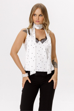 Брюки, топ PiRS 6654 белый_в горохи+черный - фото 4