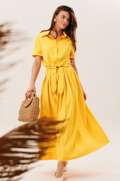 Летний костюм блуза и юбка из текстиля DILIA 0752 желтый - фото 3