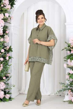 Блуза, брюки Ninele 7525 оливка - фото 1