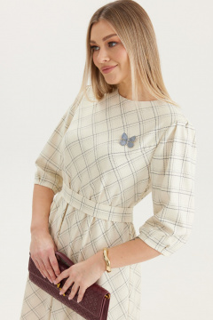 Платье Elady 4712 молочный_клетка - фото 3