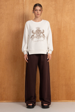 Брюки, свитшот Luna М-290 молоко-шоколад - фото 1