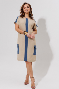 Платье Galean Style 967.1 беж_с_синим - фото 2