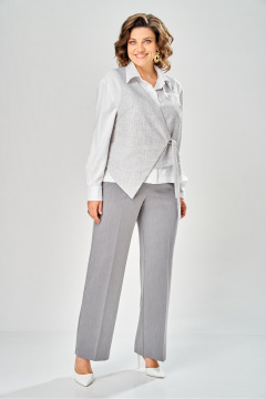 Брюки, жилет, рубашка KaVaRi 8065 бело-серый - фото 1