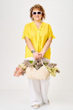 Блуза, брюки Romanovich Style 2-2896 желтый/белый - фото 1