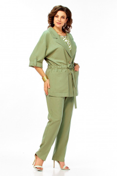 Брюки, жакет Ольга Стиль С-1012 зеленый - фото 5
