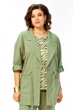 Брюки, жакет Ольга Стиль С-1012 зеленый - фото 3