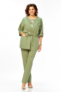 Брюки, жакет Ольга Стиль С-1012 зеленый - фото 1