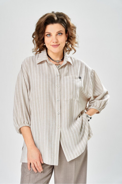 Блуза, брюки Ольга Стиль С-1017 бежево-коричневый - фото 4