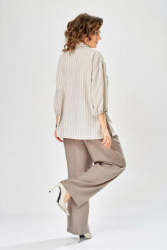 Блуза, брюки Ольга Стиль С-1017 бежево-коричневый - фото 3