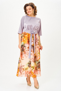 Платье ANASTASIA MAK 1229-Ш лиловый+ цветы - фото 3